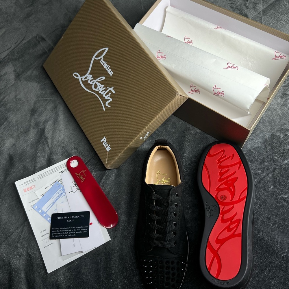 Christian Louboutin Men’s Black Sneakers with Red Outsoles
